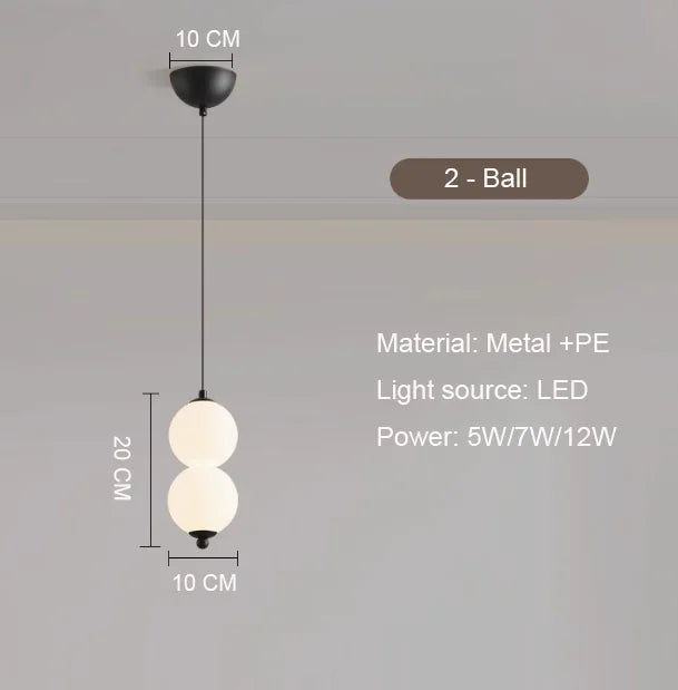 Led PE Ball Pendant Light for Bedroom Bedside Hanging Lamp Ceiling Chandeliers Modern Lighting Decoration Entrance Luminaire