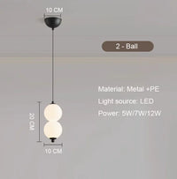 Led PE Ball Pendant Light for Bedroom Bedside Hanging Lamp Ceiling Chandeliers Modern Lighting Decoration Entrance Luminaire