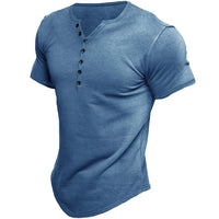 Summer Fashion Mens Small V Collared Short Sleeve T Shirts Man Solid Color Henry Shirt For Men Tee Shirt Homme Camiseta Hombre