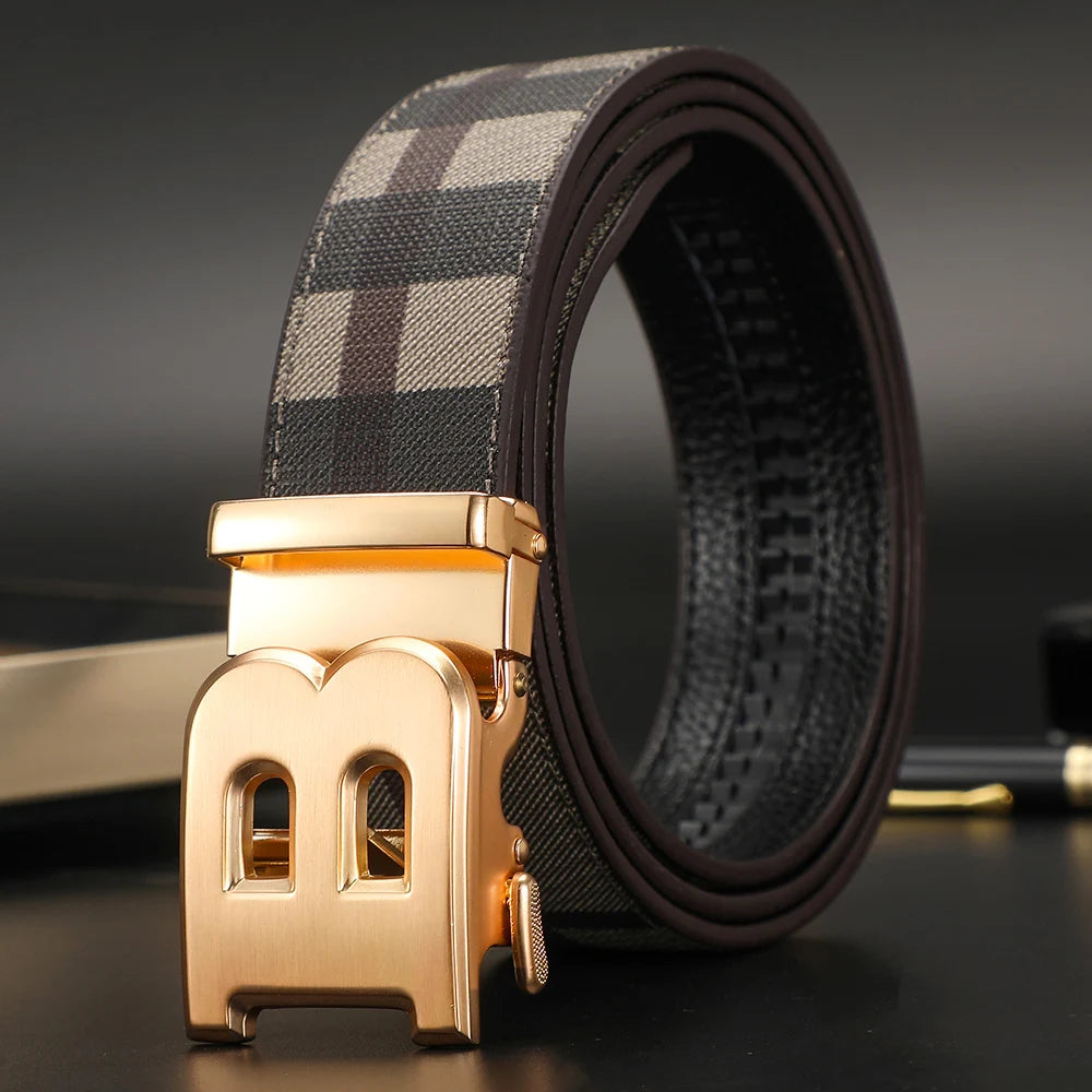 High Quality Wide 3.4cm Men Belt Genuine Leather Canvas Luxury Strap Male Belts For men jeans New Fashion Classice Buckle belt