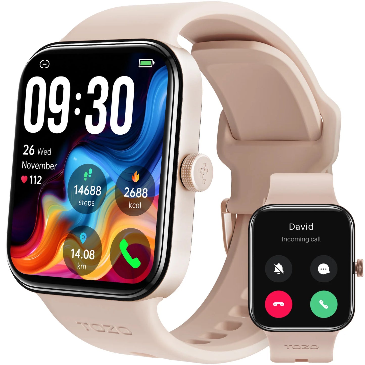 TOZO S4 AcuFit One Smart Watch 1.78" AMOLED Screen Call/Answer Fitness Tracker Heart Rate Sleep Blood Oxygen Monitor