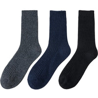 3 Pair Winter Thick Warm Men's Wool Socks High Quality Harajuku Retro Merino Wool Casual Socks Large Size Long Socks