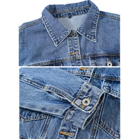 Women's Shorts Denim Jacket Fashion Casual Coat Black Lapel Single-breasted Long-sleeved Female Overcoat S M L XL XXL XXXL