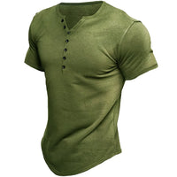 Summer Fashion Mens Small V Collared Short Sleeve T Shirts Man Solid Color Henry Shirt For Men Tee Shirt Homme Camiseta Hombre
