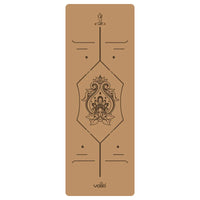 ‌Natural Rubber & Cork Yoga Mat - 68cm Extra-Wide 5mm Thick Gymnastic Mat with Laser-Engraved Alignment Lines & Logo Printing‌ ‌