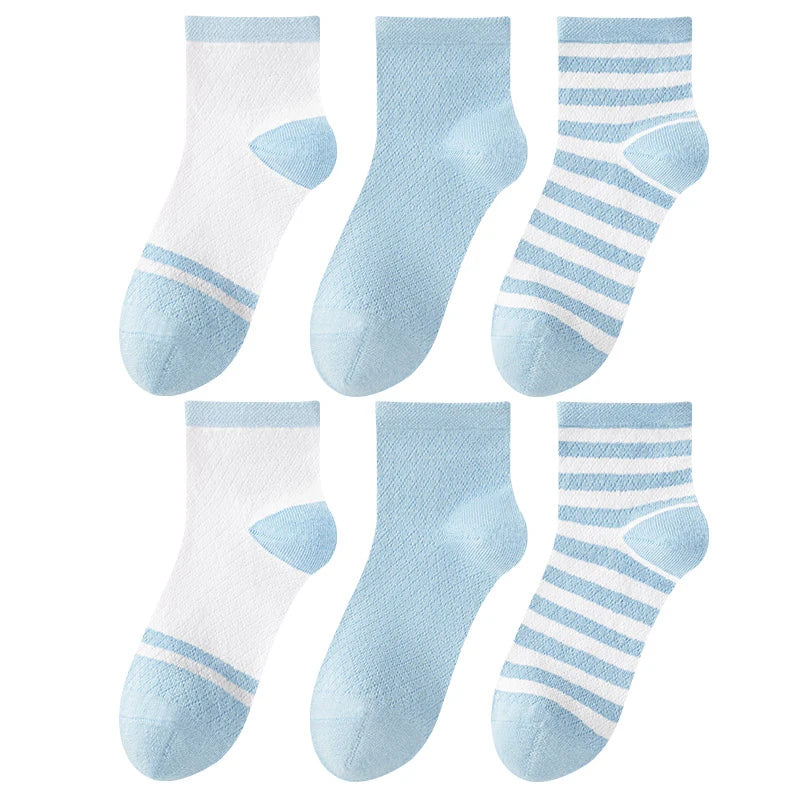 Children's Summer Mesh Colorful Socks: Pure Cotton, Sweat-Absorbent, Breathable, Seamless Stitching, for Boys and Girls, School