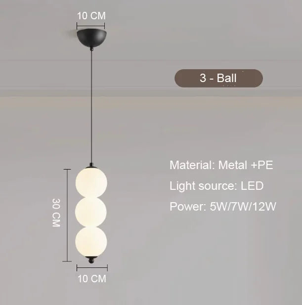 Led PE Ball Pendant Light for Bedroom Bedside Hanging Lamp Ceiling Chandeliers Modern Lighting Decoration Entrance Luminaire