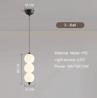 Led PE Ball Pendant Light for Bedroom Bedside Hanging Lamp Ceiling Chandeliers Modern Lighting Decoration Entrance Luminaire